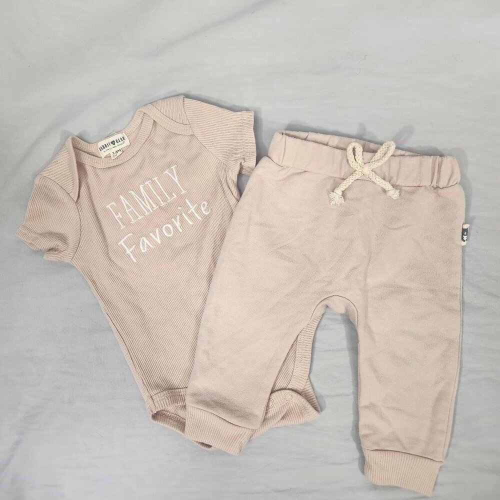 Rabbit and Bear Baby 3 to 6 Months Family Favorite Set Brown One Piece and Pants